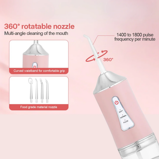 Professional Oral Irrigator for Teeth & Gums with 4 Jet Tips, 3 Modes & 360° Rotation Water Dental Flosser