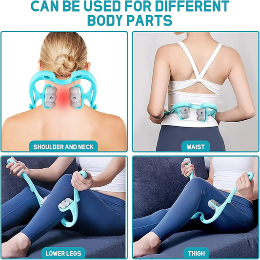 Hand Neck Massager with Rollers, 6 Wheel Neck Massager for Pain Relief