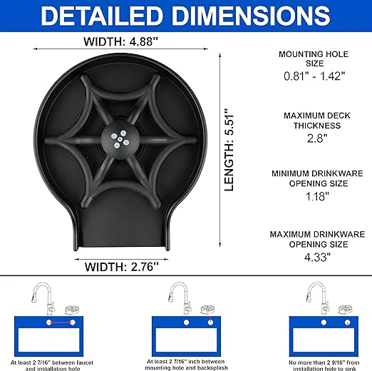 Faucet Glass Washer Cleaner Accessory for Bar Sink