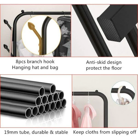 Clothing Hanger Stand with Storage Shelf