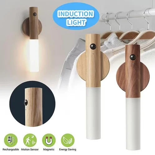 Rechargeable Led Light Motion Sensor Magnetic Wood Wall Light