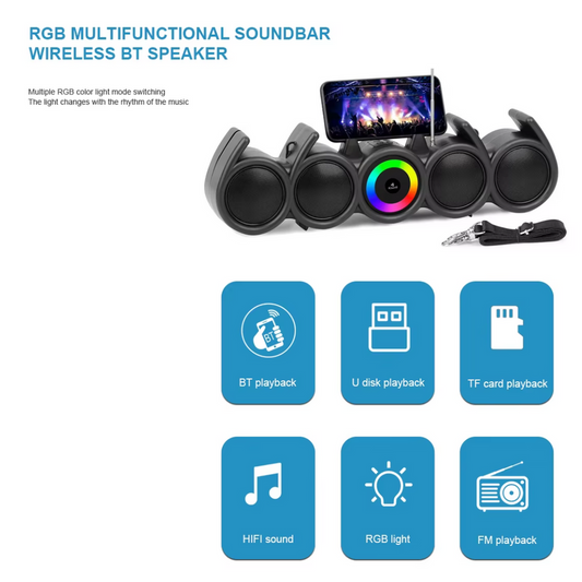 Soundbar Bluetooth RGB Speaker With Dynamic RGB Lighting LED-9