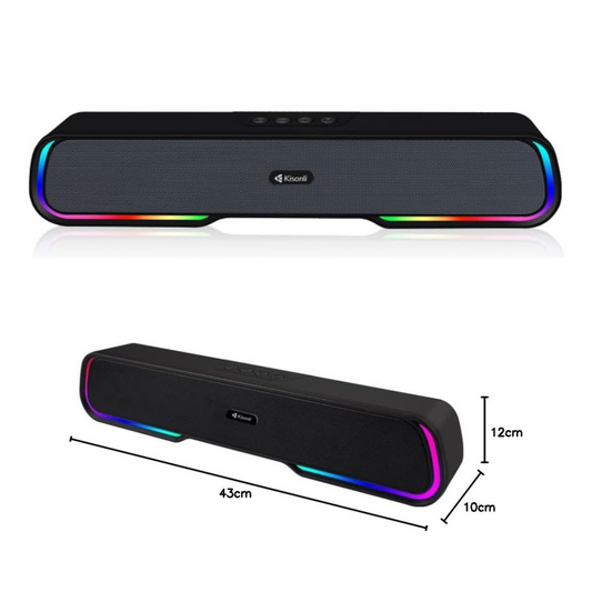 LED-913 Portable Rechargeable Battery Powered Soundbar Bluetooth gaming colorful light speaker with RGB light (Black)