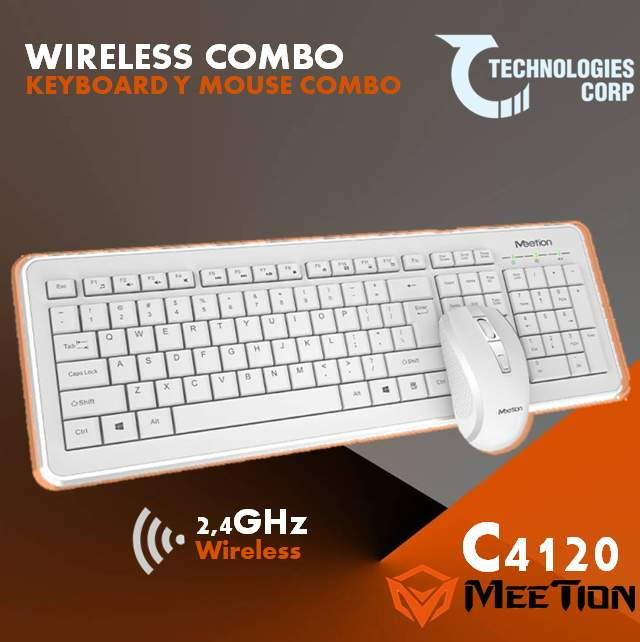 Meetion C4120 2.4 GHz Keyboard & Mouse Wireless COMBO – White