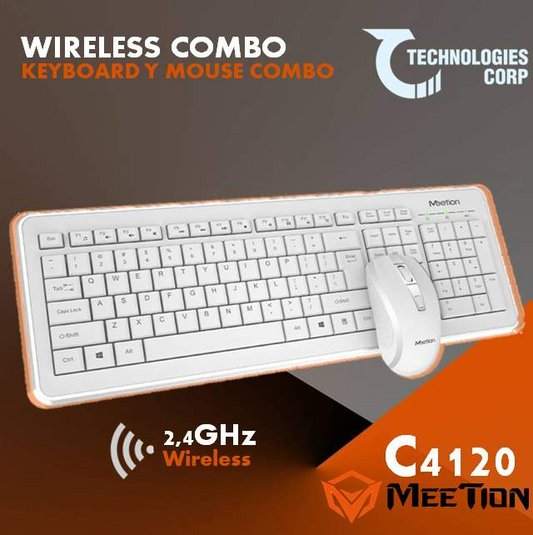 Meetion C4120 2.4 GHz Keyboard & Mouse Wireless COMBO – White