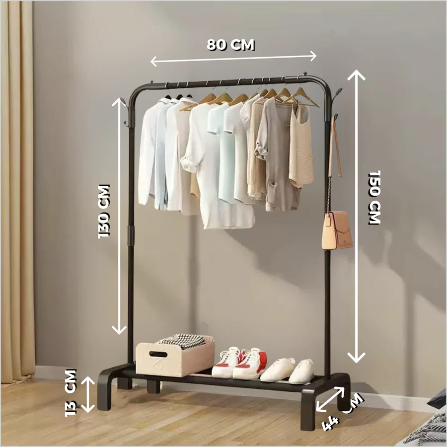 Clothing Hanger Stand with Storage Shelf