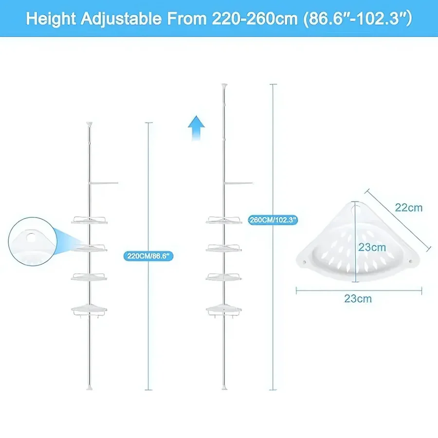 4 Tier Bathroom Corner Shelf with Towel Holder