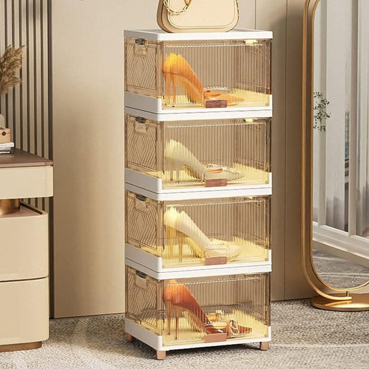 Contemporary 5-Layer Storage Cabinet with Dark Transparent Drawers