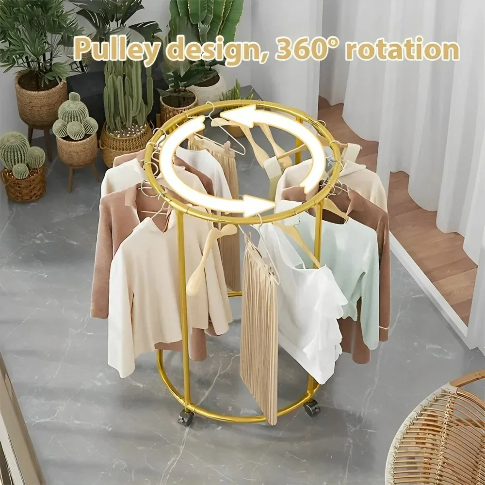 Round Garment Rack – Freestanding Metal Clothing Display