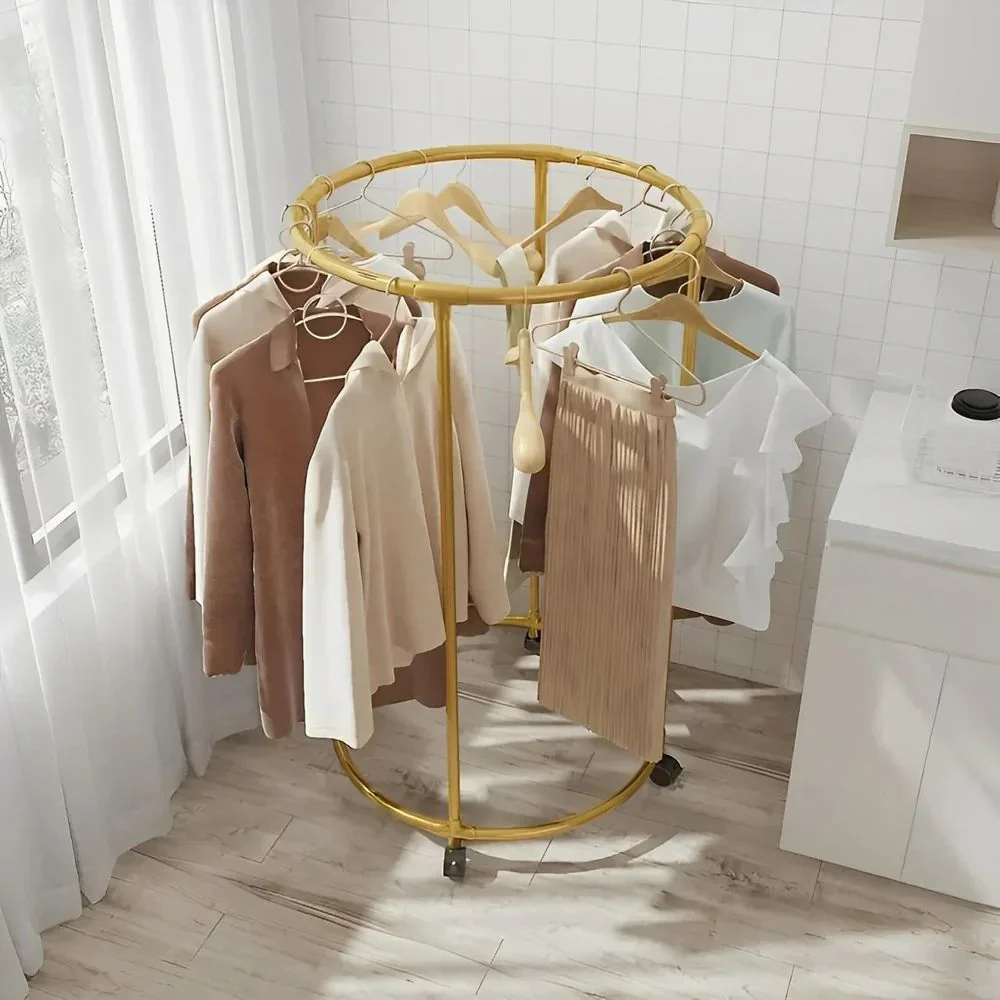 Round Garment Rack – Freestanding Metal Clothing Display