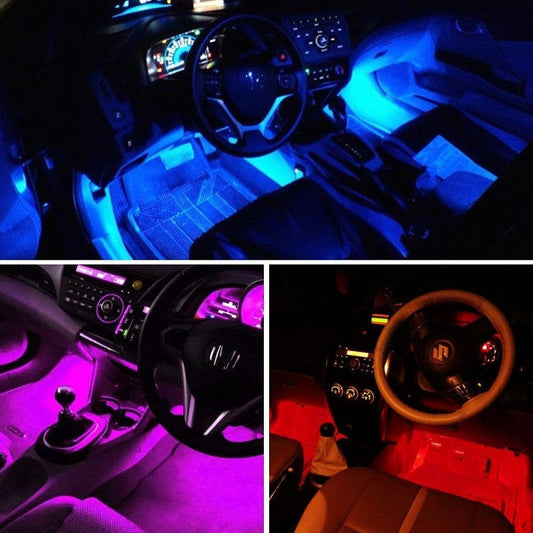 Car Rgb 4 Pcs Waterproof Led Light Strip Remote Or Bluetooth Control