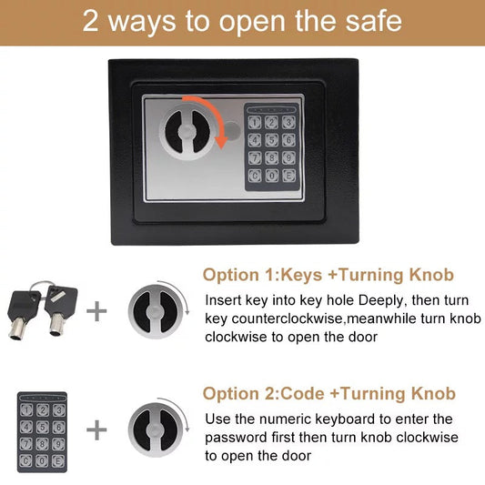 Safe Box Mini Digital Electronic Keypad Lock Safe Box Built In 2 Lock