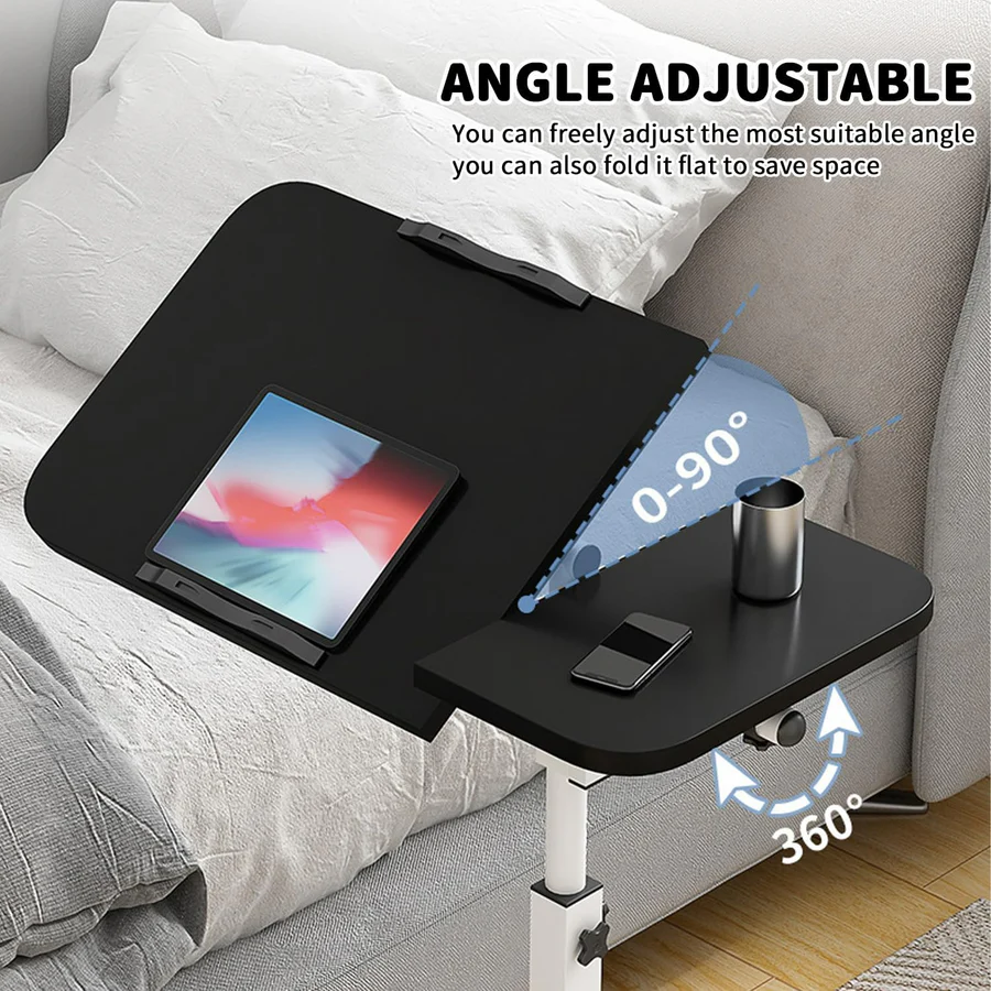Height Adjustable Side Table with Wheels