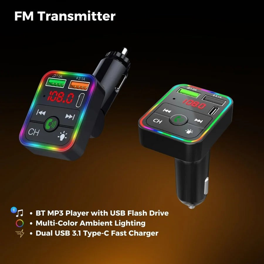 Wireless Bluetooth FM Transmitter & Fast Charger