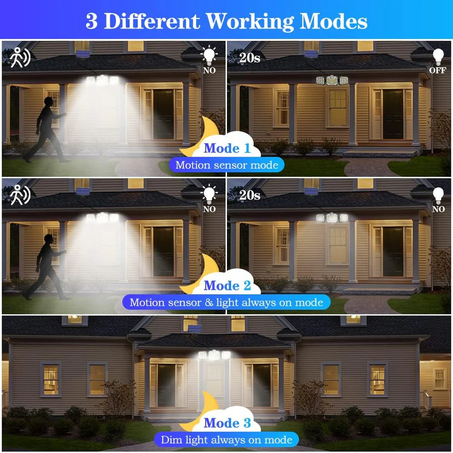 Solar Motion Sensor Outdoor Lights, 360° Rotatable, Waterproof Security Light