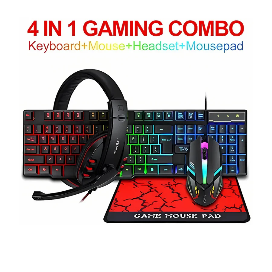 4 in 1 Gaming Combo: Keyboard, Headset, Mousepad, Mouse