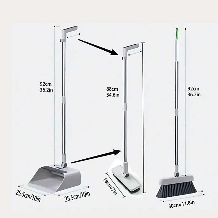4 in 1 Broom & Dustpan Set – Multifunctional Floor Brush - Folding Mop