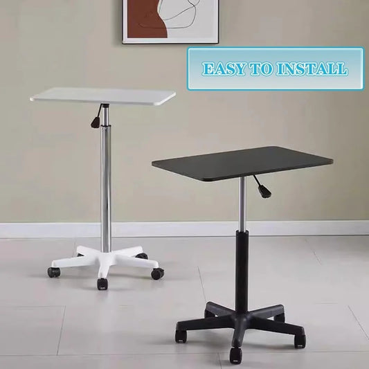 Small Height Adjustable Mobile Office Desk, Portable Laptop Table with Brake