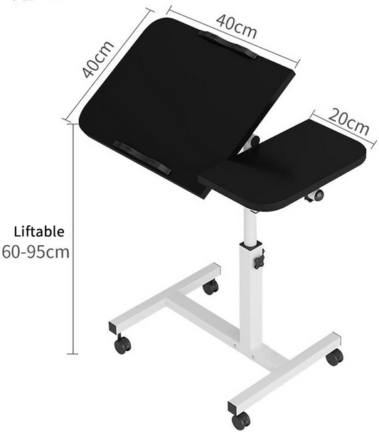 Height Adjustable Side Table with Wheels