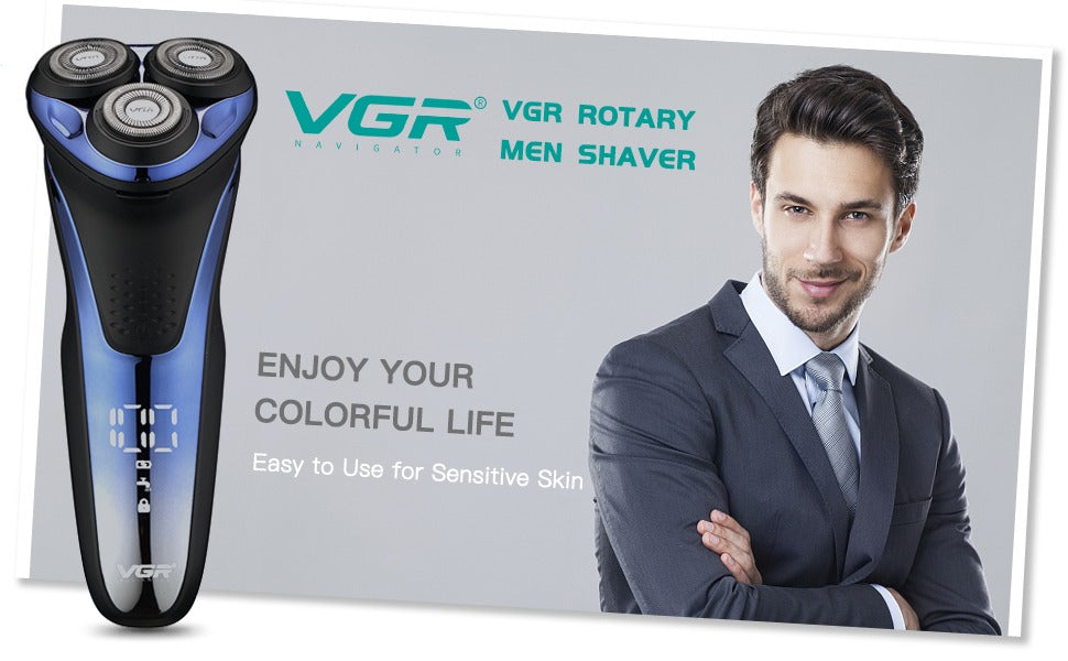 V306 Waterproof Electric Shaver – Cordless Rechargeable Rotary Raz