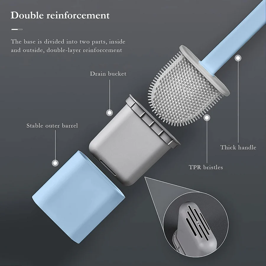 Silicone Toilet Brush Set - Bendable Deep Cleaning Feature
