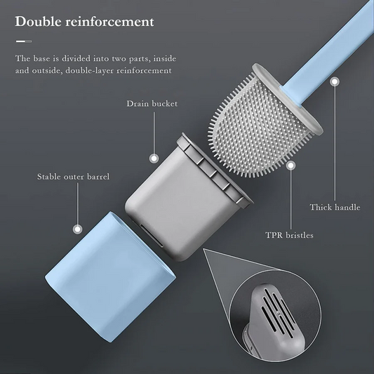 Silicone Toilet Brush Set - Bendable Deep Cleaning Feature