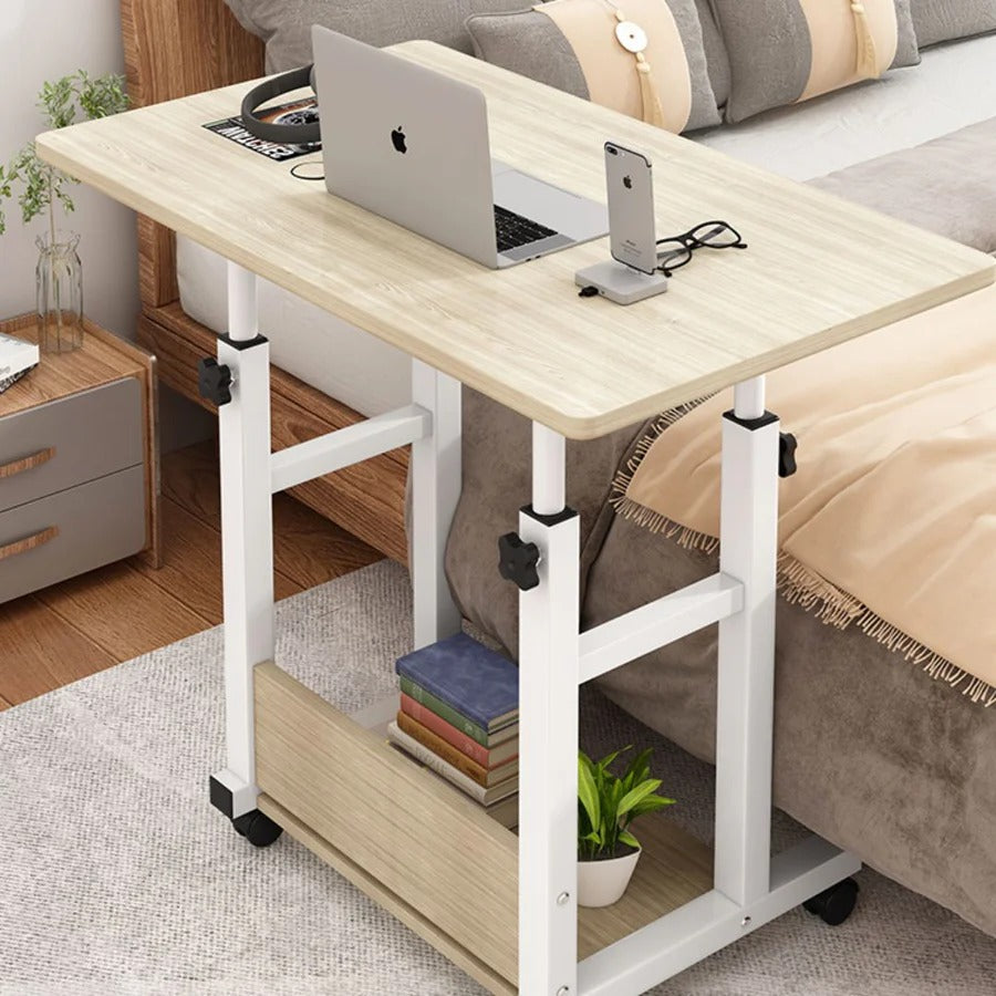 Height Adjustable Desk with Wheels Bedside Table