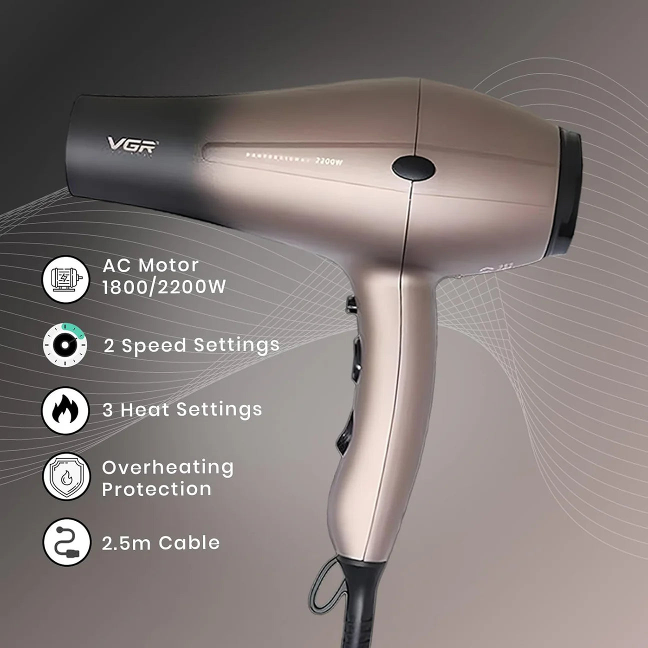 V463 Professional Hair Dryer _ 1800-2200W High-Performance