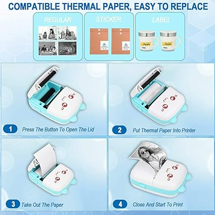 Bluetooth Pocket Mini Printer, For Android & iOS With 1 Free Paper Rol