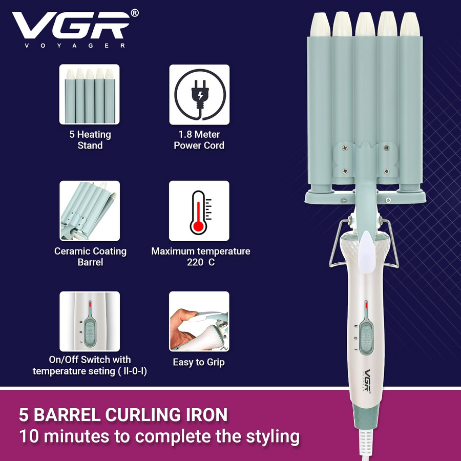 V597 - Professional Wavy Hair 5 Barrels Curling Iron