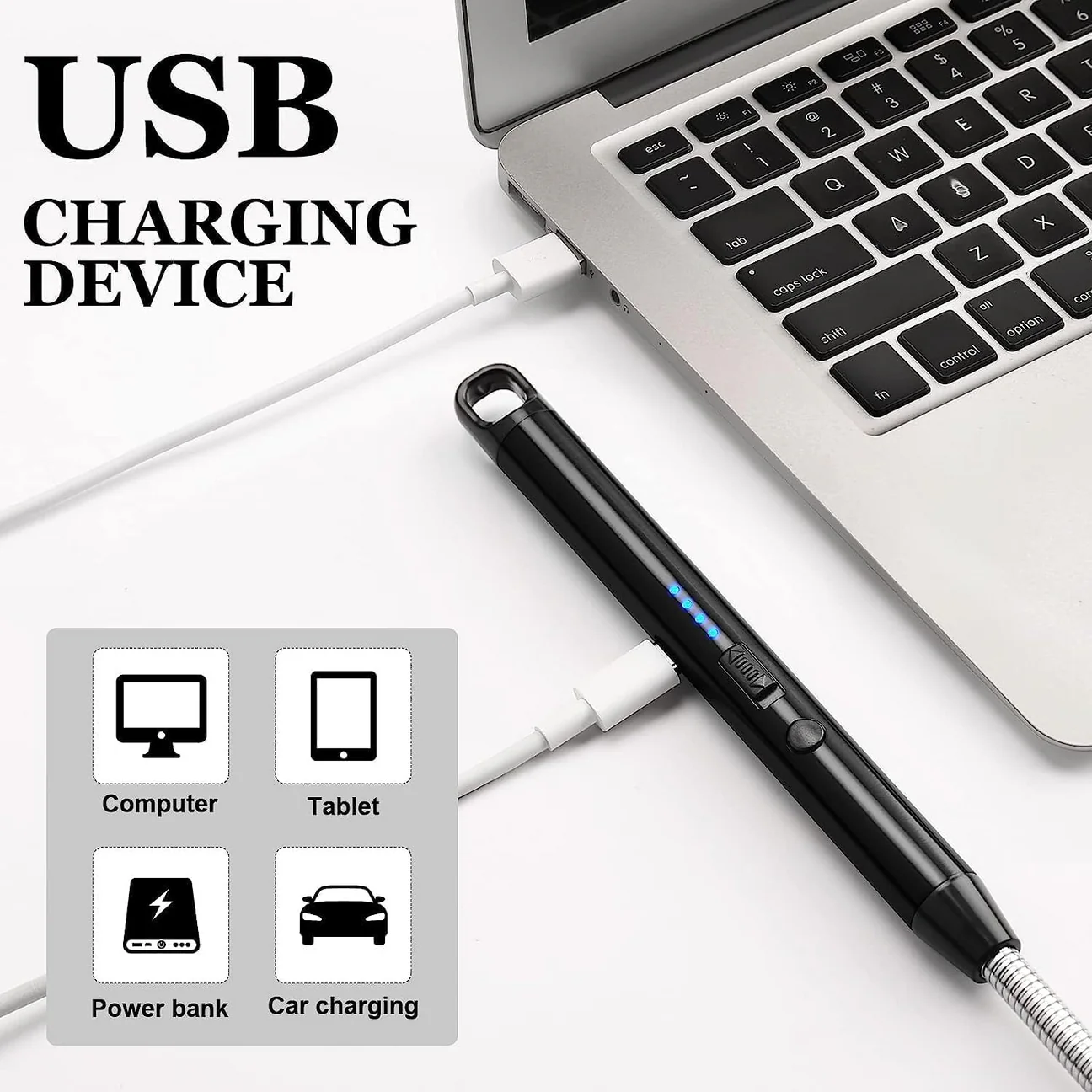 BBQ Lighter with Rechargeable USB Cable with Flexible Goose Neck