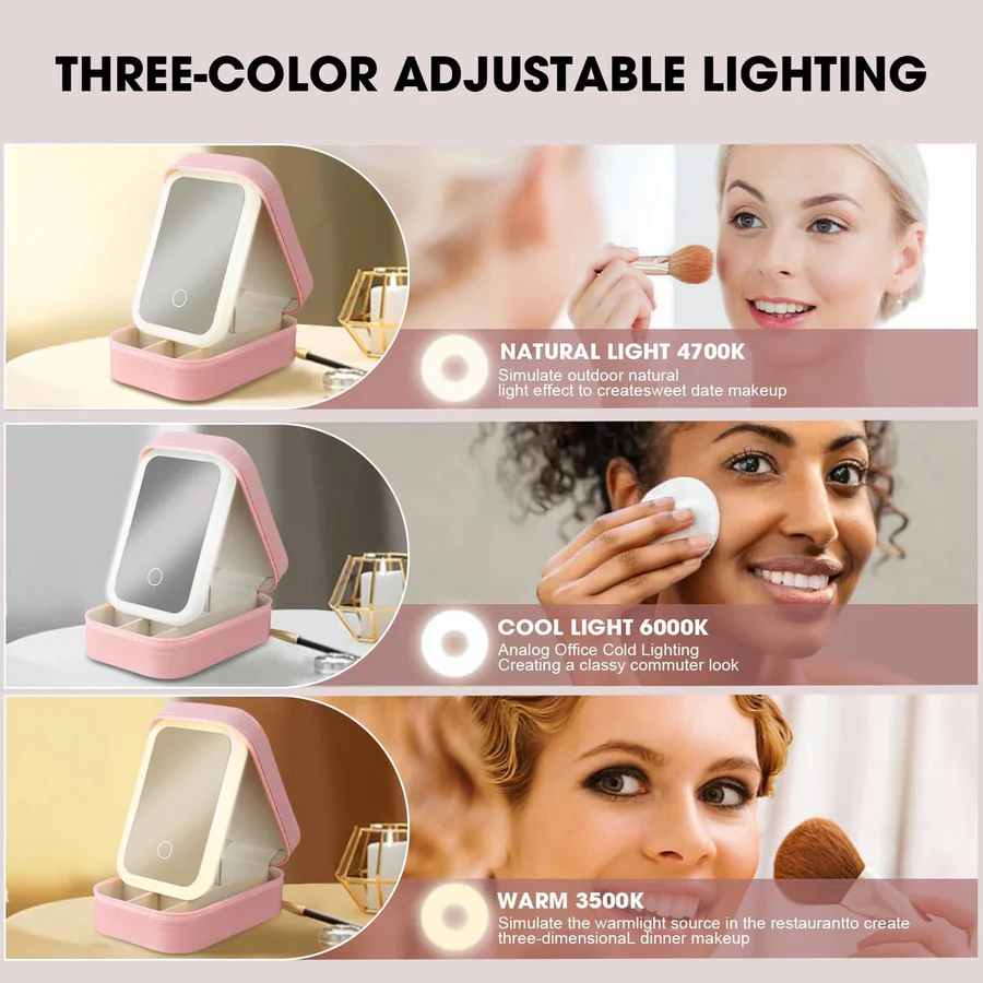 Travel Size LED Mirror & Beauty Makeup Case