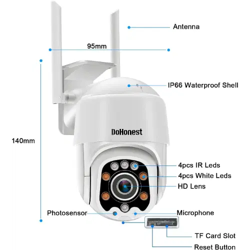 Security Camera Outdoor HD 1080P Wi-Fi IP Cam Pan Tilt 360