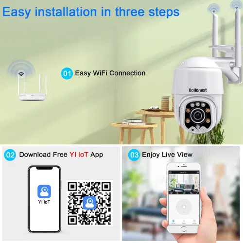 Security Camera Outdoor HD 1080P Wi-Fi IP Cam Pan Tilt 360