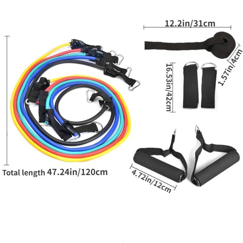 Resistance Bands Set Elastic Tube Bands Door Anchor Ankle Straps