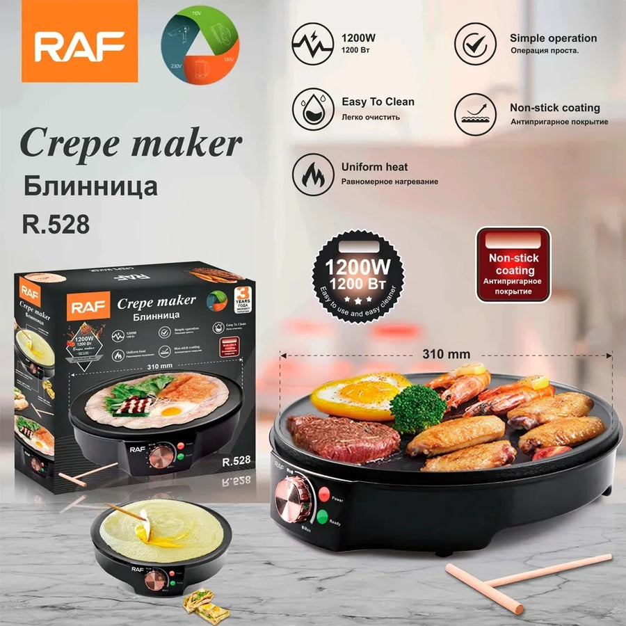 1200W Mini Aluminum Crepe Maker Pan Commercial Pancake Pan Cake Electric R528