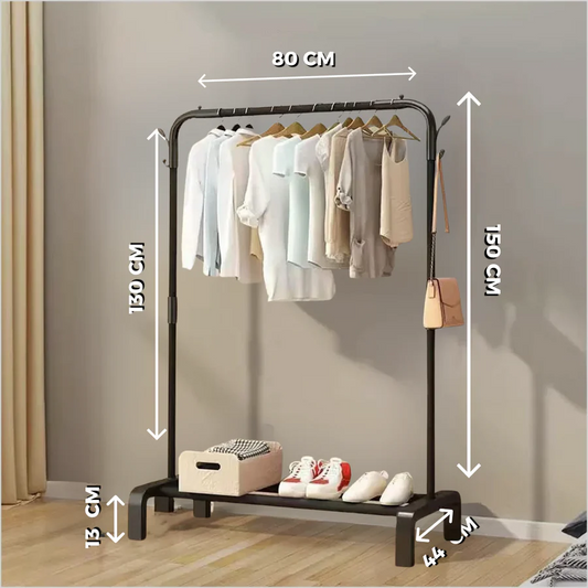 Clothing Hanger Stand with Storage Shelf