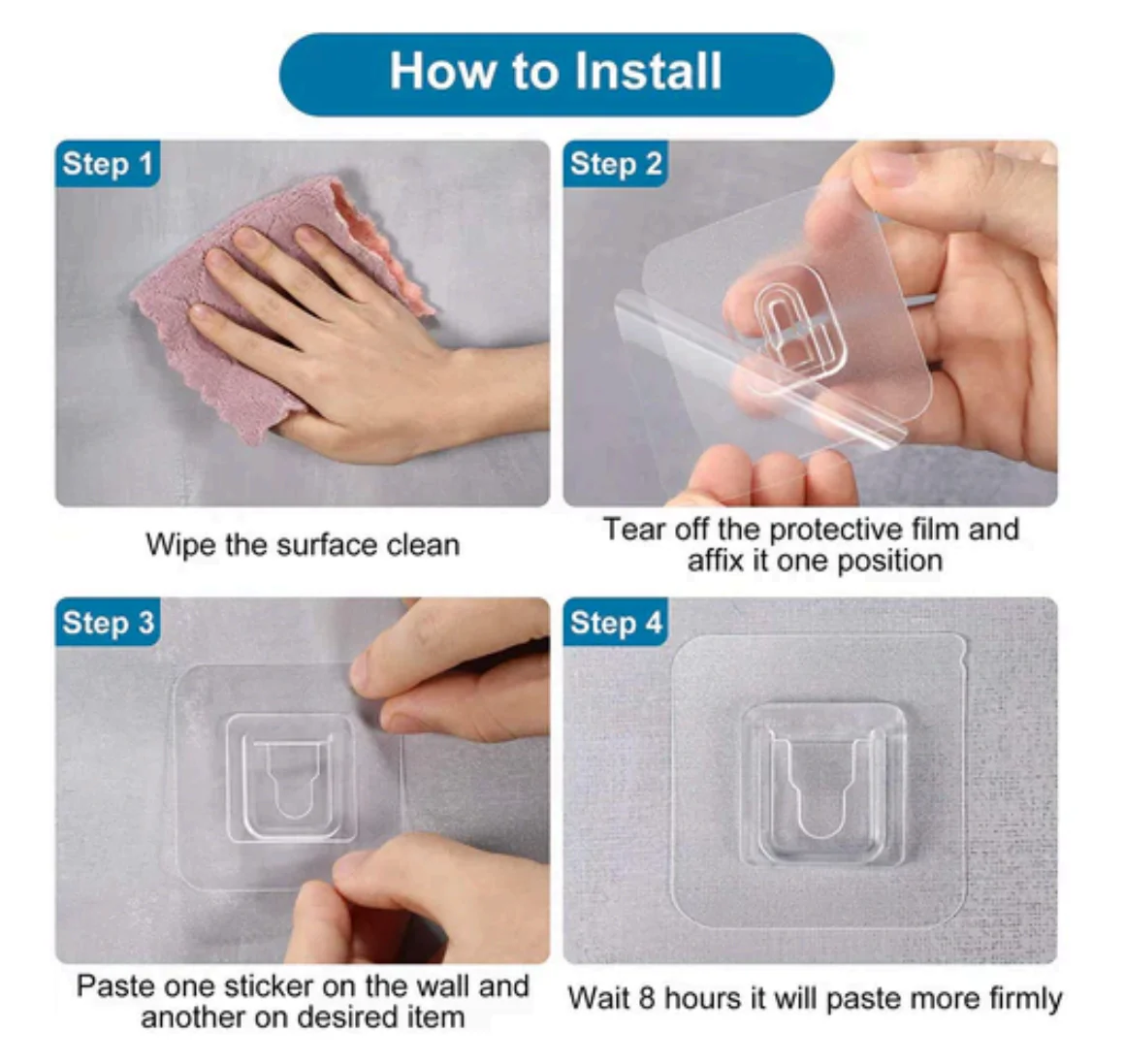 Self Adhesive Hooks Tape (10 Pairs)