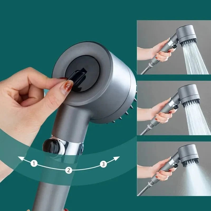 Handheld Shower head 3 Spray Mode with Silicone Mouth Massage