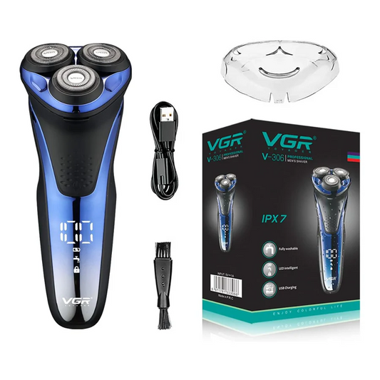 V306 Waterproof Electric Shaver – Cordless Rechargeable Rotary Raz