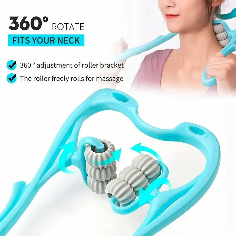 Hand Neck Massager with Rollers, 6 Wheel Neck Massager for Pain Relief