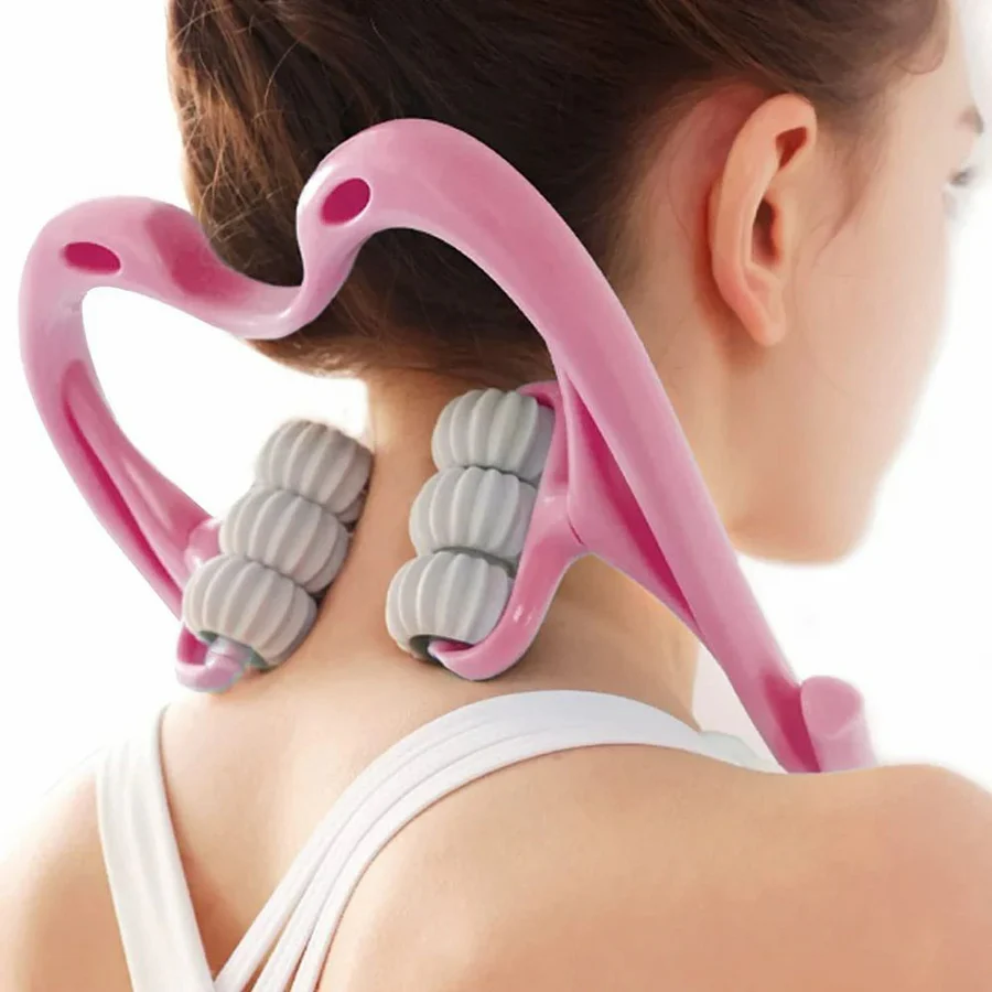 Hand Neck Massager with Rollers, 6 Wheel Neck Massager for Pain Relief