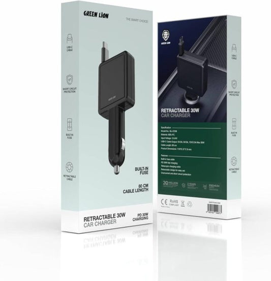 Green Lion Retractable 30W Car Charger
