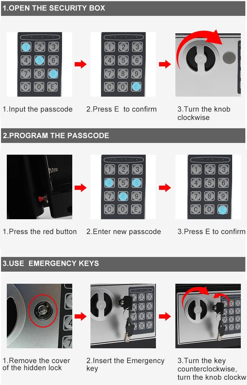 Safe Box Mini Digital Electronic Keypad Lock Safe Box Built In 2 Lock