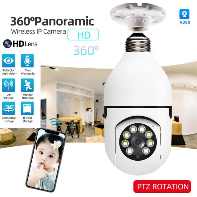 V380 PRO E27 360 Degree LED Light 1080P Wireless Panoramic Home Securi
