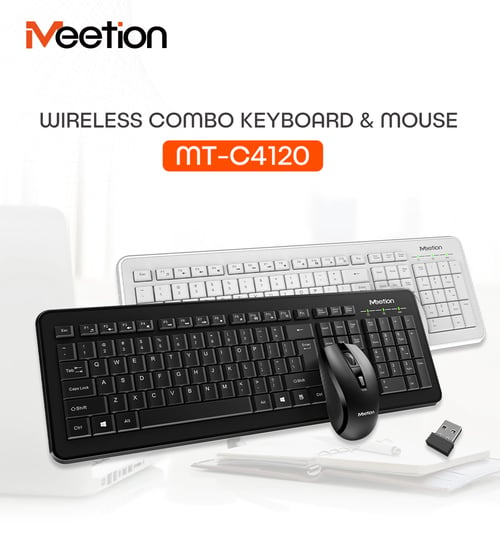 Meetion C4120 2.4 GHz Keyboard & Mouse Wireless COMBO – White