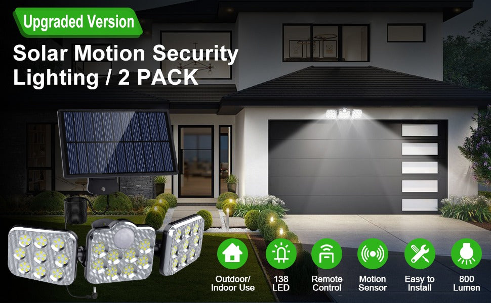 Solar Motion Sensor Outdoor Lights, 360° Rotatable, Waterproof Security Light