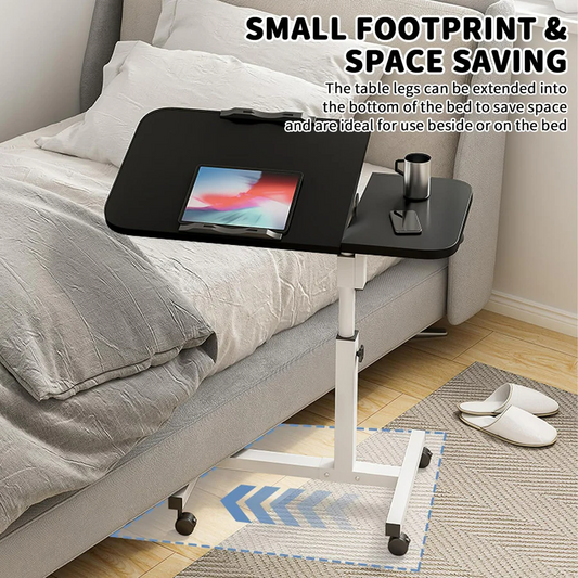 Height Adjustable Side Table with Wheels