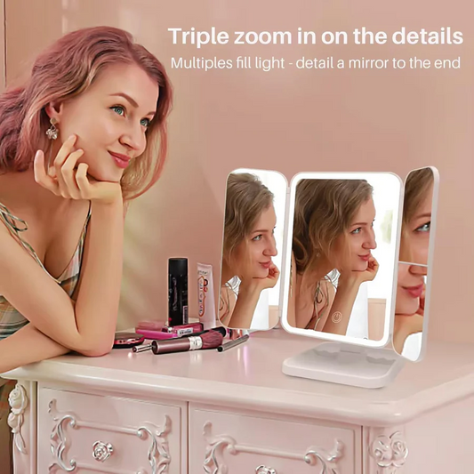 Vanity Led Lighted Travel Makeup Mirror Desktop Magnified Make Up Mirror with Lights