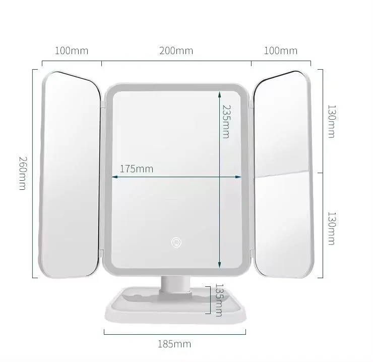 Vanity Led Lighted Travel Makeup Mirror Desktop Magnified Make Up Mirror with Lights